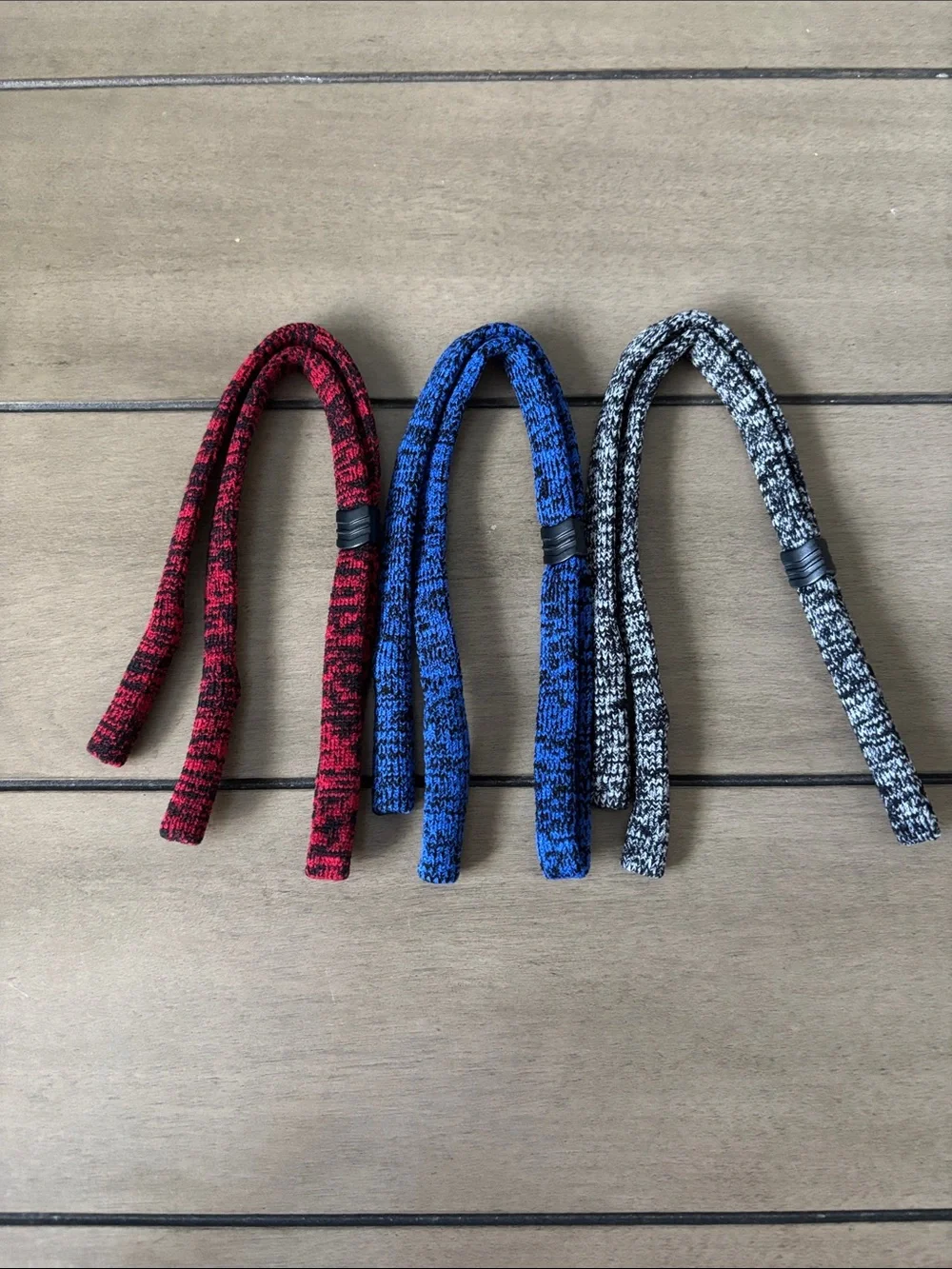 Three Glasses Straps in Red, Blue, Gray